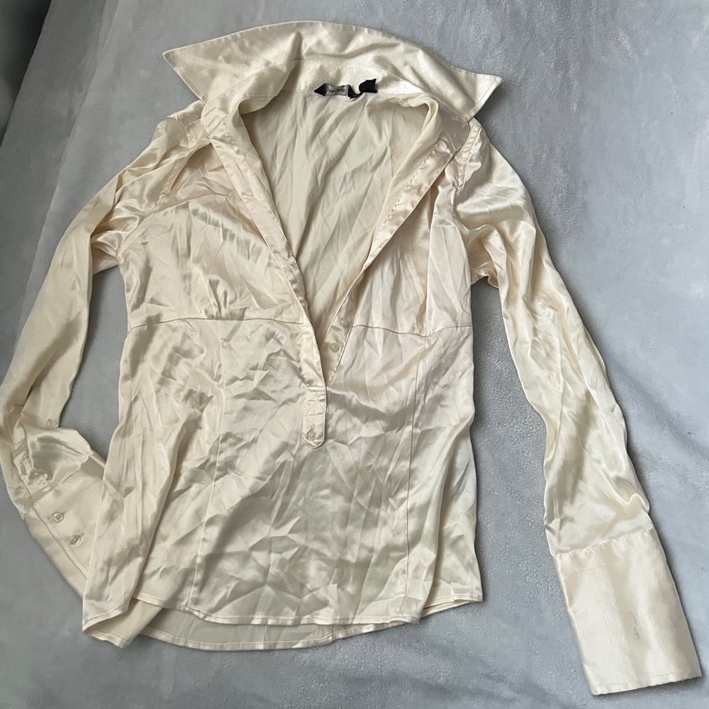 Zara Basic Ivory Satin Blouse